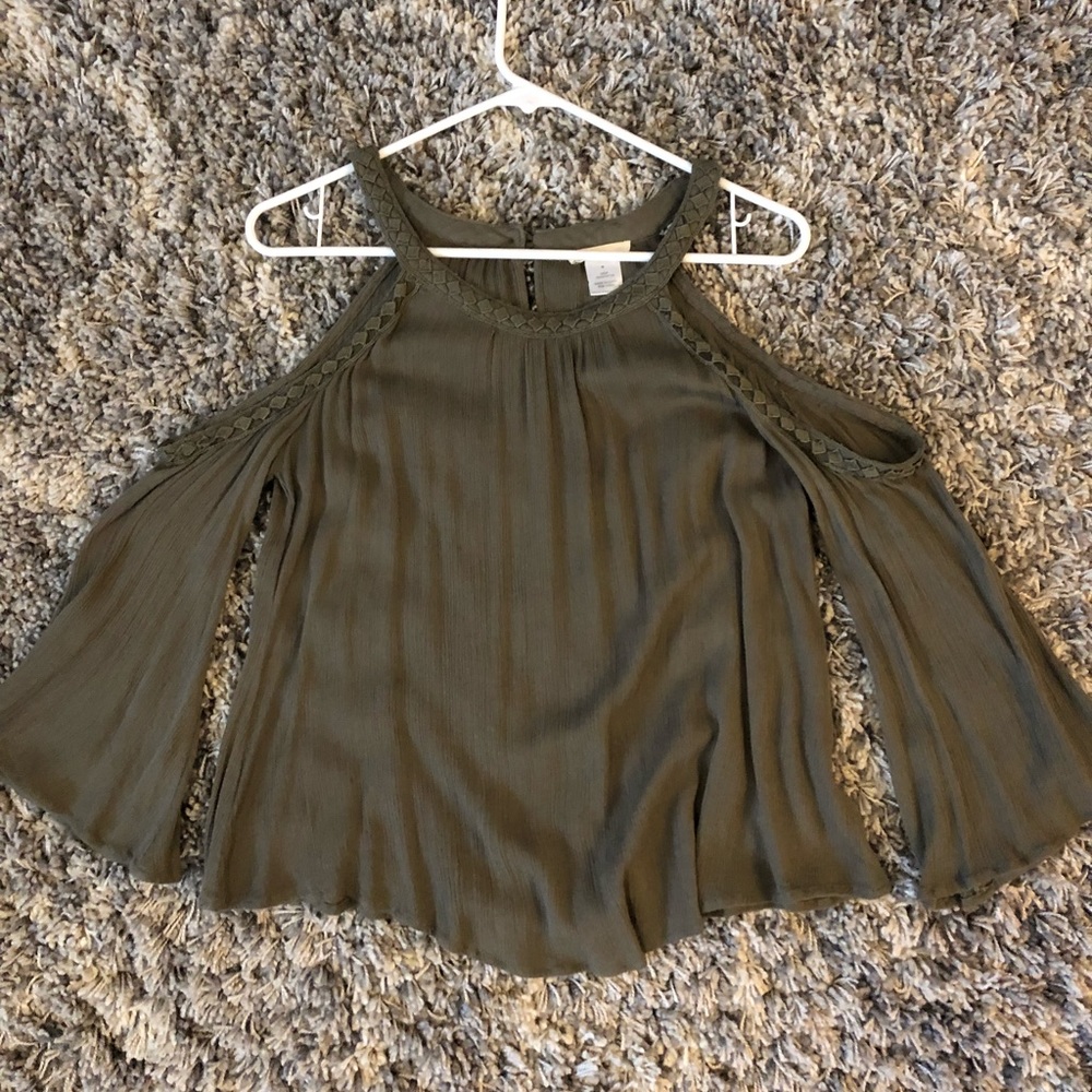 Green Open Off Shoulder top